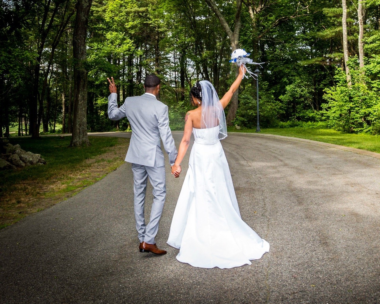 Bride and Groom Walking